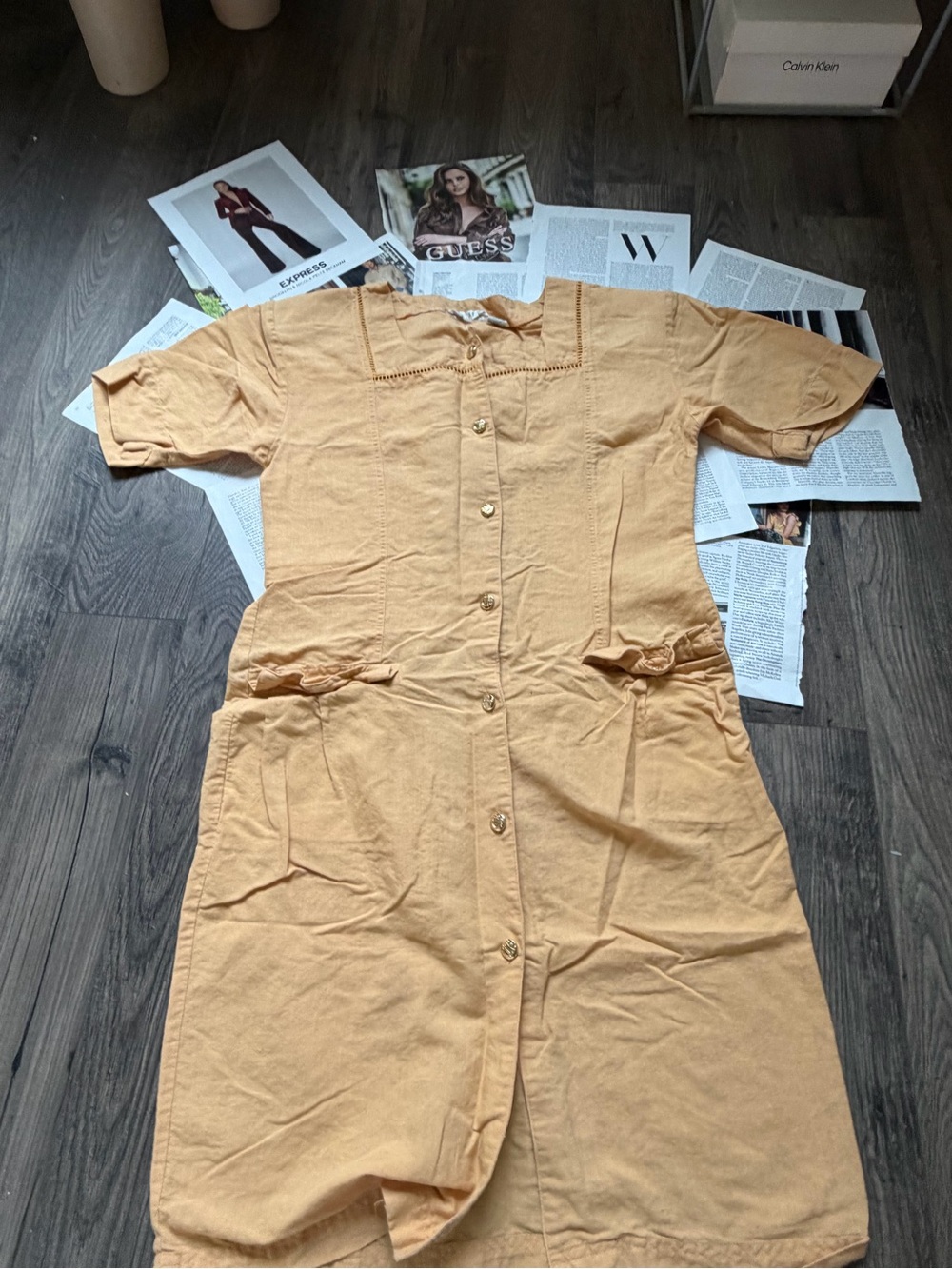 Gitano Button-Front Midi Dress in Mustard